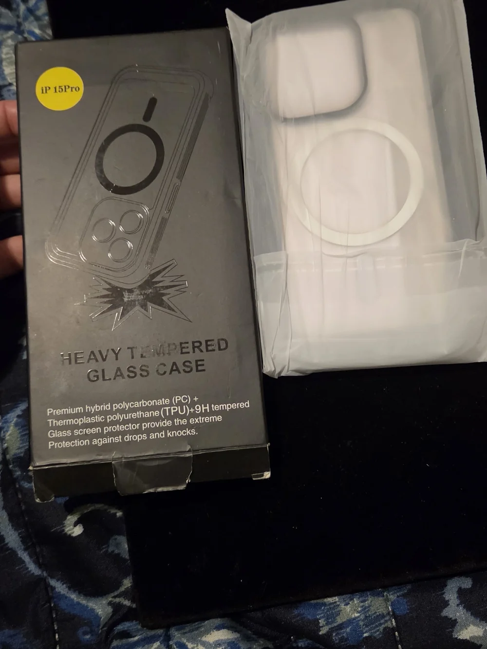 MagSafe-Compatible Heavy Tempered Glass Case for Iphone 15 Pro black frame